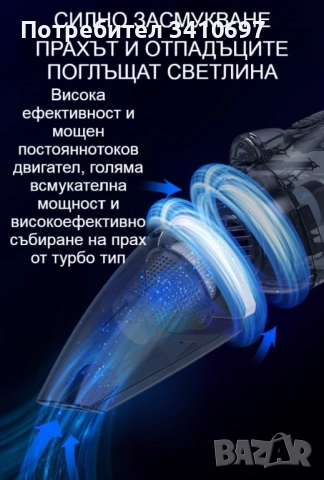 Ръчна преносима автомобилна прахосмукачка 106W мощност TWC-02 - AUTO CLEAN14, снимка 15 - Прахосмукачки - 52569349