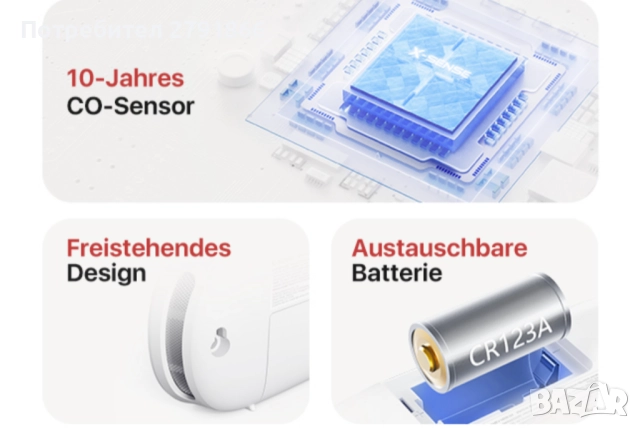 X-Sense Интелигентен WI-FI детектор за въглероден оксид XC0C-iR Сертифициран от TÜV Rheinland, снимка 14 - Овлажнители и пречистватели за въздух - 52297351