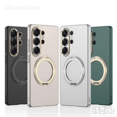 Магнитен Калъф GKK за Samsung Galaxy S26 Ultra - Тънък PC гръб, Метална въртяща се стойка, Шокоустой