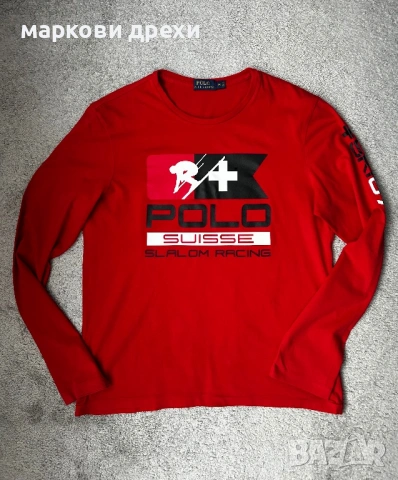 Long-Sleeve Graphic T-Shirt Save your Wishlist Polo Ralph Lauren M, снимка 2 - Блузи - 53494094