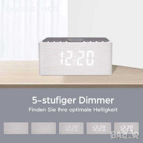 Часовник радио с безжично зареждане 10W ANJANK – бял, снимка 3 - Други стоки за дома - 53210009