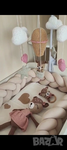 Плетени еленчета,  зайчета, комплект с музикална въртележка , снимка 3 - Плюшени играчки - 38314495