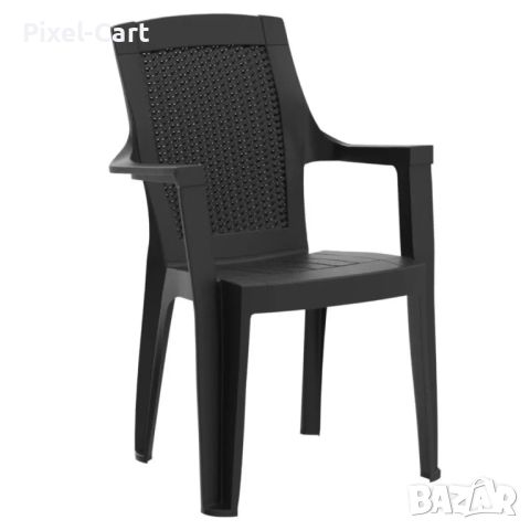 Градински стол с плътен гръб - черен, снимка 3 - Столове - 46389658