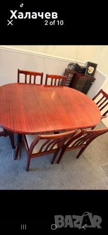 Масивна маса с 6 стола