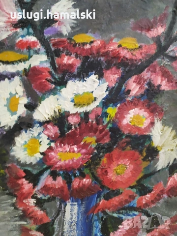 Голяма картина натюрморт платно/масло, снимка 2 - Антикварни и старинни предмети - 54050167