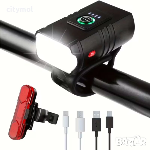 Мощен Т6 XML фар и задна светлина за велосипед/скутер, двойна светлина, акумулаторна батерия, снимка 3 - Аксесоари за велосипеди - 51831158