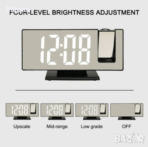 Настолен LED часовник със светещ проектор на тавана , аларма , будилник  ТОП, снимка 2 - Други стоки за дома - 45464752