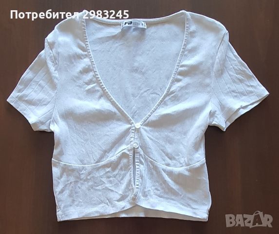 Бяла блуза с къси ръкави , снимка 1 - Корсети, бюстиета, топове - 46029523