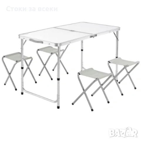 Комплект сгъваема алуминиева маса с 4 стола – идеален за къмпинг, двор и почивка, снимка 6 - Градински мебели, декорация  - 53258513