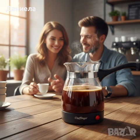 Кафеварка Cheffinger 0,5 л – стъклен съд, 650 W, бутон ON/OFF, снимка 2 - Кафемашини - 53180787