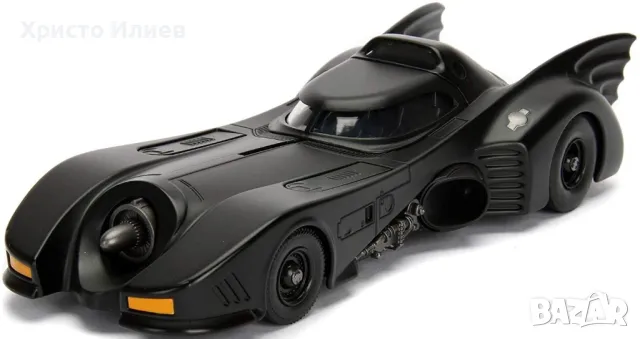 Метална количка кола Батмобил с фигура Батман 1:24 Batman Batmobile 1989г, снимка 2 - Коли, камиони, мотори, писти - 49555187