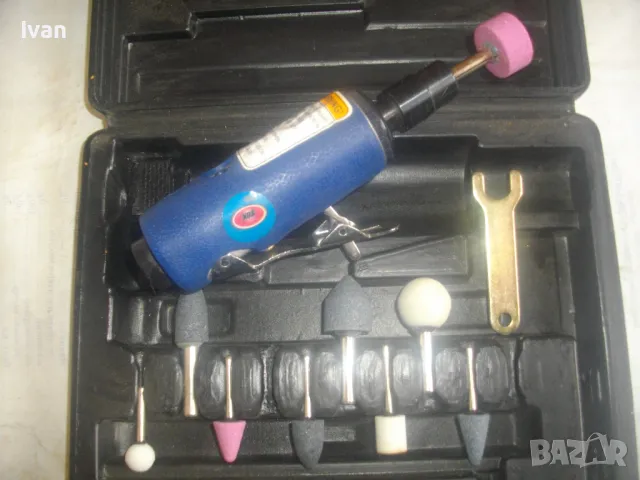 НОВ 12 ЧАСТИ ПЪЛЕН КОМПЛЕКТ БЕЛГИЙСКИ ПНЕВМАТИЧЕН ПРАВ ШЛАЙФ ЦАНГА ф6мм С АКСЕСОАРИ VOS, снимка 17 - Други инструменти - 49765139