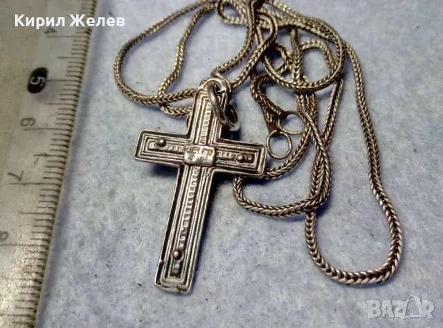 РАЗПЯТИЕ СРЕБЪРЕН КРЪСТ МАРКОВО ЛАКИРАНО СРЕБРО 925 със СРЕБЪРНА ВЕРИЖКА РЪЧНА РЕТРО ПЛЕТКА 25160, снимка 11 - Колиета, медальони, синджири - 50073170