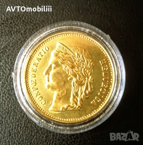Позлатена монета 20 Франка 1893 г, снимка 3 - Нумизматика и бонистика - 52304005