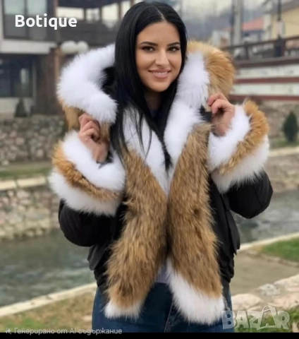 дамско яке парка с естествен косъм 