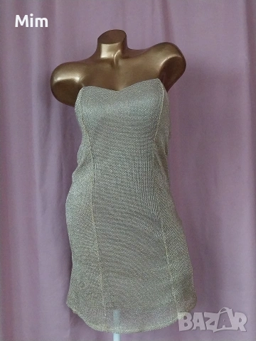 42 Златиста къса рокля , снимка 4 - Рокли - 53561103