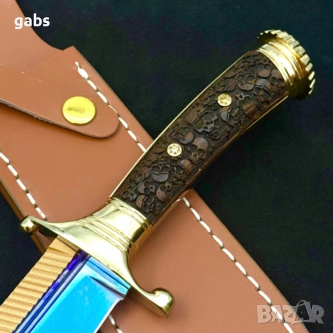 Голям трофеен нож TERMINATOR с кожена кания,LN430, снимка 3 - Ножове - 52662789