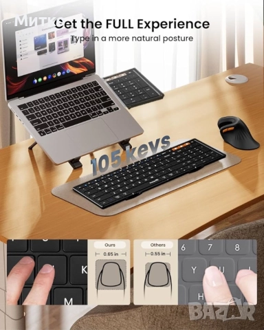 Сгъваема Bluetooth клавиатура ProtoArc, XK01, снимка 4 - Клавиатури и мишки - 52839228