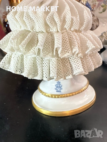 Volkstedt Фолкщед Germany  Curca 1945 (Älteste Volkstedter Porzellanmanufaktur) Dresden Lace , снимка 3 - Антикварни и старинни предмети - 52939094