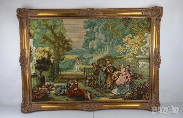 Голям стар гоблен с барокова рамка