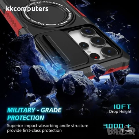 Samsung Galaxy S25 Ultra Удароустойчив Ring Holder MagSafe/ PC + TPU Калъф и Протектор, снимка 11 - Калъфи, кейсове - 51427157