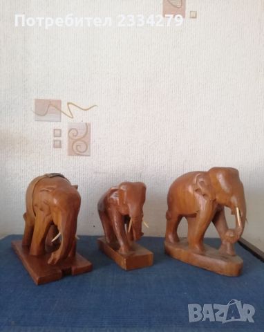Статуетки на слонове, ръчна дърворезба. , снимка 2 - Статуетки - 46421516