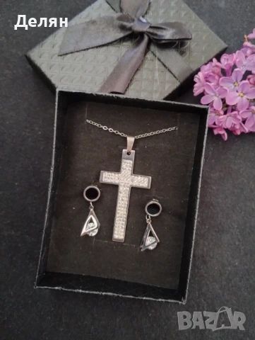 Дамски колиета с обеци от медицинска стомана, снимка 4 - Бижутерийни комплекти - 51143572