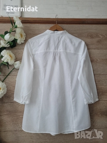 Нова бяла и синя блузка памучна материя ESPRIT , снимка 5 - Тениски - 51518481
