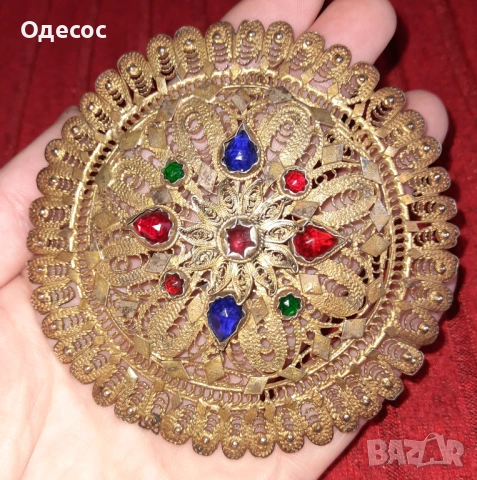 Уникален Възрожденски сребърен филигранен накит с позлата, снимка 4 - Антикварни и старинни предмети - 53035058