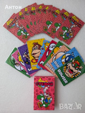 Персонализирани ламинирани мемори карти Супер Марио с име на детето с кутийка., снимка 8 - Образователни игри - 54179996