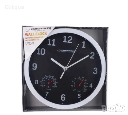 Часовник стенен Lyon, 25см., големи цифри, кварц, черен, бял, снимка 4 - Стенни часовници - 52843031