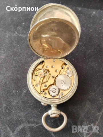 Швейцарски джобен часовник с посребрени капаци - ПЕРФЕКТЕН, снимка 7 - Джобни - 48836548