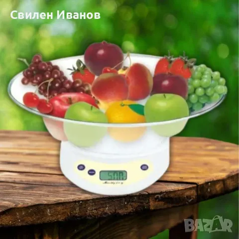 Дигитална кухненска везна, 5кг., купа, батерия, LCD екран, Бял, снимка 1 - Други - 46824462