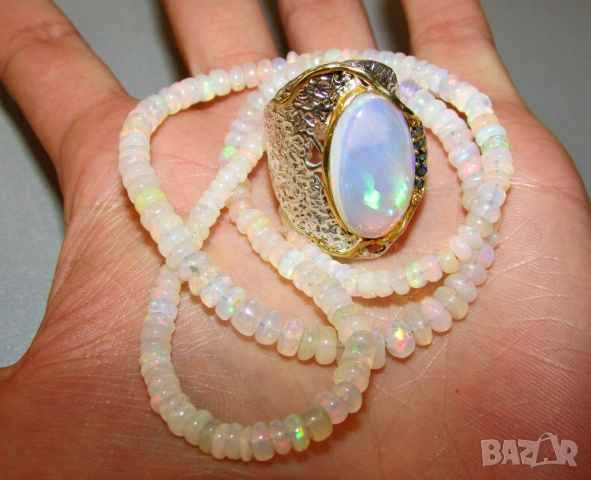 925 прекрасен сребърен пръстен с опал, снимка 9 - Пръстени - 54039677