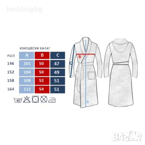 Юношески Халат с Качулка за Момиче 10- 16 г. – Яна Панагюрище, снимка 2 - Хавлии и халати - 48778942