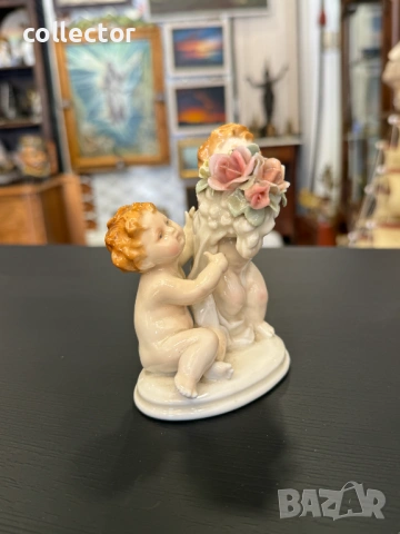 Порцеланова фигура ХЕРУВИМИ с букет от рози Karl Ens. №7906, снимка 8 - Колекции - 53663882