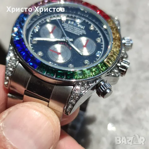 Мъжки луксозен часовник Rolex Daytona Rainbow 🌈 Steel , снимка 5 - Мъжки - 47008744