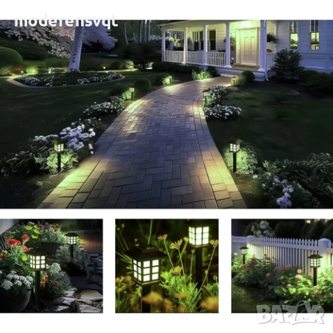 6 броя LED градински соларни лампи за алея и двор къщички, снимка 3 - Соларни лампи - 50562695