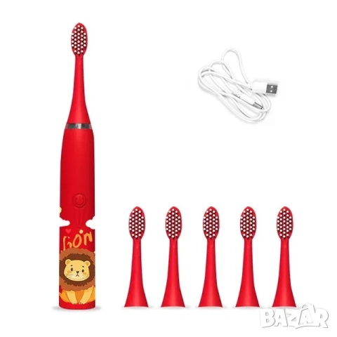 Електрическа акумулаторна детска четка за зъби с USB 6 накрайника, снимка 5 - Други - 52085170