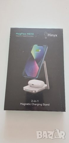 Магнитно сгъваемо безжично зарядно 2-в-1 | Бързо зареждане за iPhone MagSafe и AirPods
, снимка 1