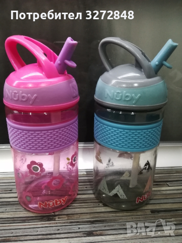 Детски шишета NUBY- 2в1/с вградена сламка, снимка 1 - Прибори, съдове, шишета и биберони - 45031874