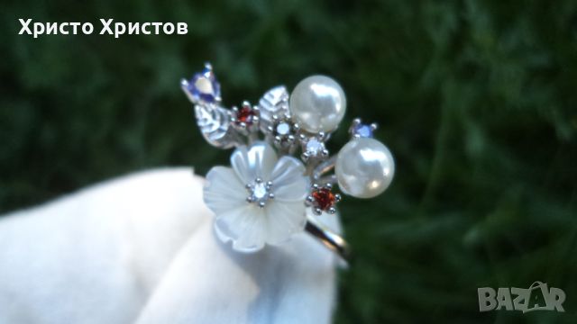 Сребърен възхитителен бутиков комплект седеф и перли, снимка 5 - Бижутерийни комплекти - 46280641