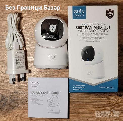 Нова eufy Вътрешна Камера 360° Панорама и Наклон, 1080p HD охрана дом, снимка 7 - IP камери - 45807898