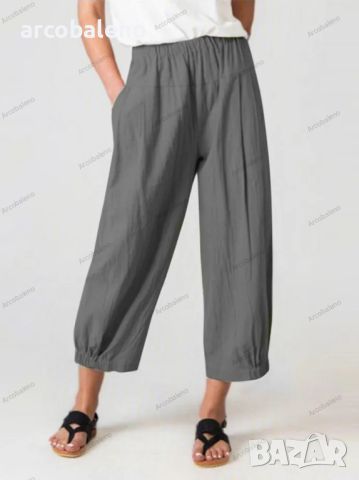 Дамски памучно-ленени скъсени панталони с висока талия, 6цвята , снимка 8 - Панталони - 45880781