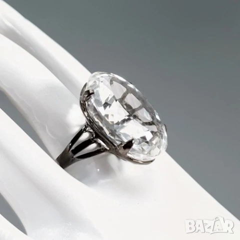 925 сребърен пръстен с родиево покритие и планински кристал 70 карата, снимка 3 - Пръстени - 54053761