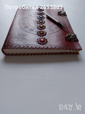 Кожен тефтер с инкрустация, снимка 5 - Други ценни предмети - 52679915