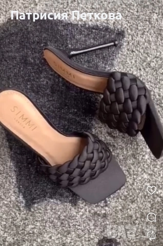 Сатенени елегантни черни сандали / чехли на ток Simmi London, размер 39, черен цвят, цена 20 евро, снимка 13 - Чехли - 54017238