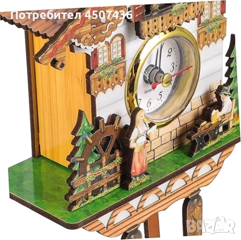 Мини стенен кварцов часовник дървена къщичка, домашен декор , снимка 8 - Стенни часовници - 52944487