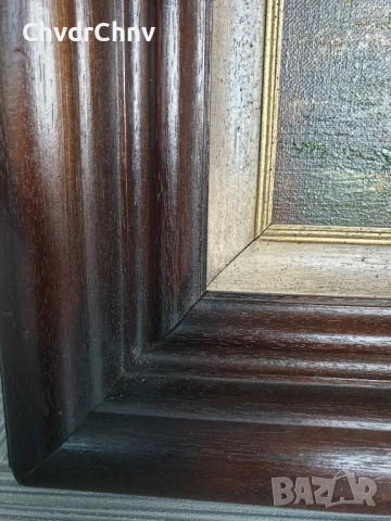 127х97см Quidousse/картина масло върху платно/пейзаж/къща-път-гора-езеро/масивна дървена рамка, снимка 10 - Картини - 50703341