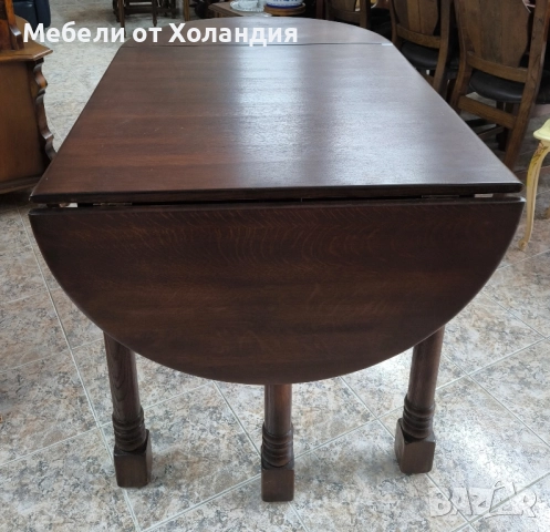 дъбова трапезна маса с падащи плотове, снимка 6 - Маси - 52465524